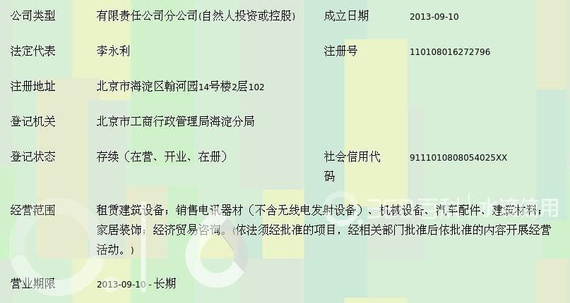 北京华联发建筑设备租赁海淀分公司
